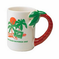 13 Oz. Unique Handle Mug w/ Palm Tree Handle